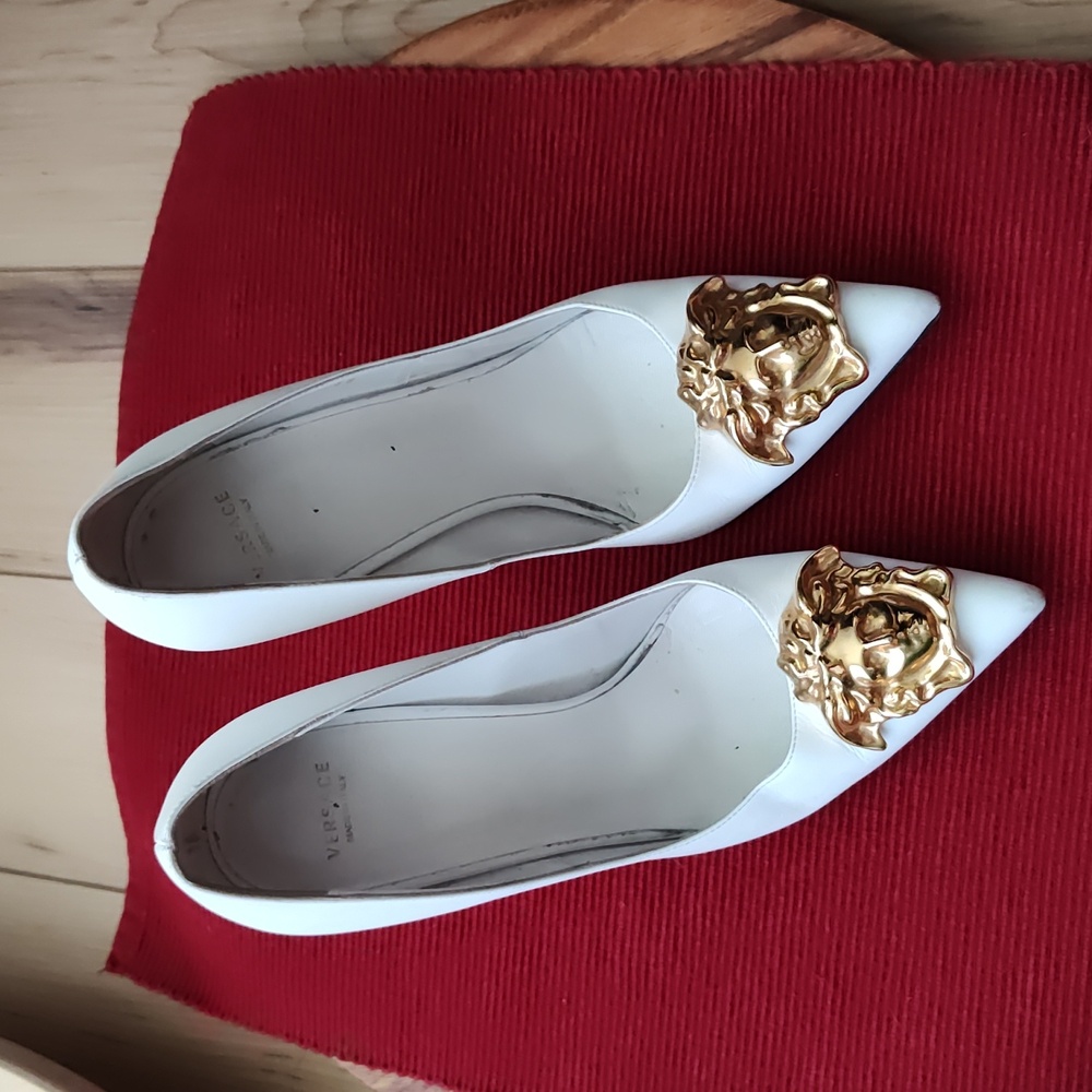 Versace Gold and White Heels size 38